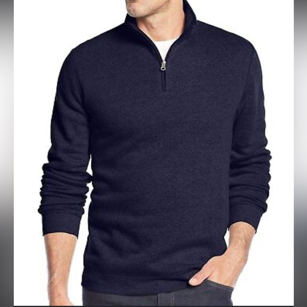 John Ashford Men's Navy Quarter Zip Neck Long Sleeve Pullover NWT new!!!